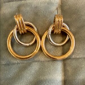 Gold-Tone Double Hoop Drop Earrings - Women Jewelry